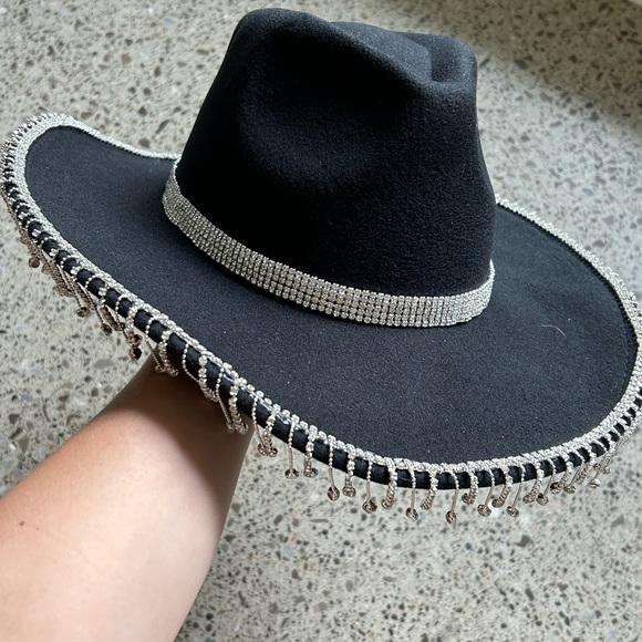 Rhinestone cowboy hat, black, small to medium - Picture 2 of 3